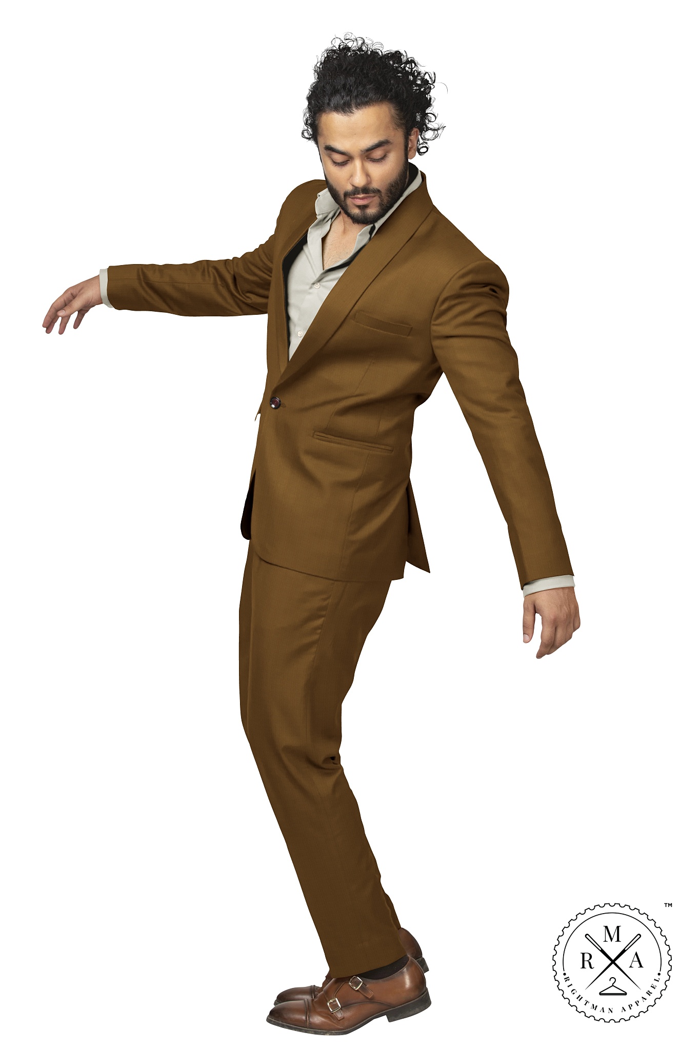 Brown Textured Two Piece Suit SU143